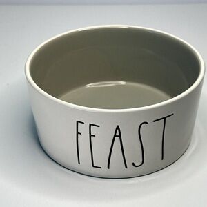 Rae Dunn “FEAST” Large Ceramic Bowl – Farmhouse Kitchen Serveware or Pet Dish